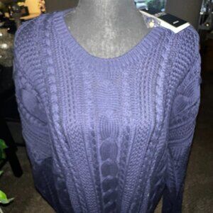 LAUREN RALPH LAUREN NAVY BLUE SWEATER W/GOLD SIDE BUTTONS